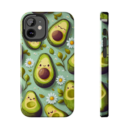 Cute Avocado iPhone Case – Adorable Kawaii Avocados with Daisies, Shock - Resistant - BOGO Cases