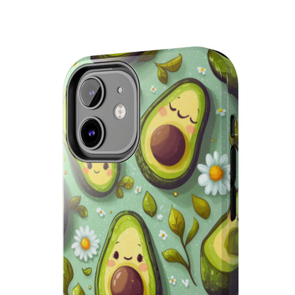 Cute Avocado iPhone Case – Adorable Kawaii Avocados with Daisies, Shock - Resistant - BOGO Cases