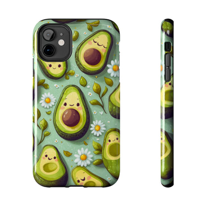 Cute Avocado iPhone Case – Adorable Kawaii Avocados with Daisies, Shock - Resistant - BOGO Cases