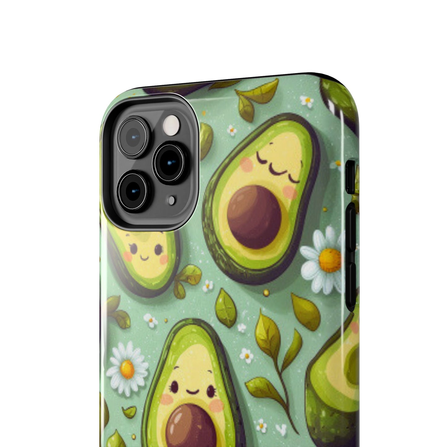 Cute Avocado iPhone Case – Adorable Kawaii Avocados with Daisies, Shock - Resistant - BOGO Cases