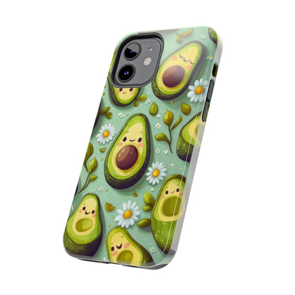 Cute Avocado iPhone Case – Adorable Kawaii Avocados with Daisies, Shock - Resistant - BOGO Cases