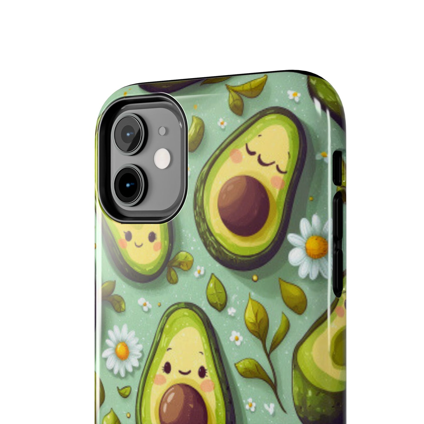 Cute Avocado iPhone Case – Adorable Kawaii Avocados with Daisies, Shock - Resistant - BOGO Cases