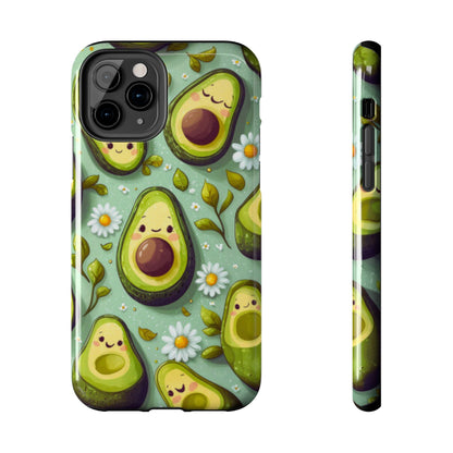 Cute Avocado iPhone Case – Adorable Kawaii Avocados with Daisies, Shock - Resistant - BOGO Cases