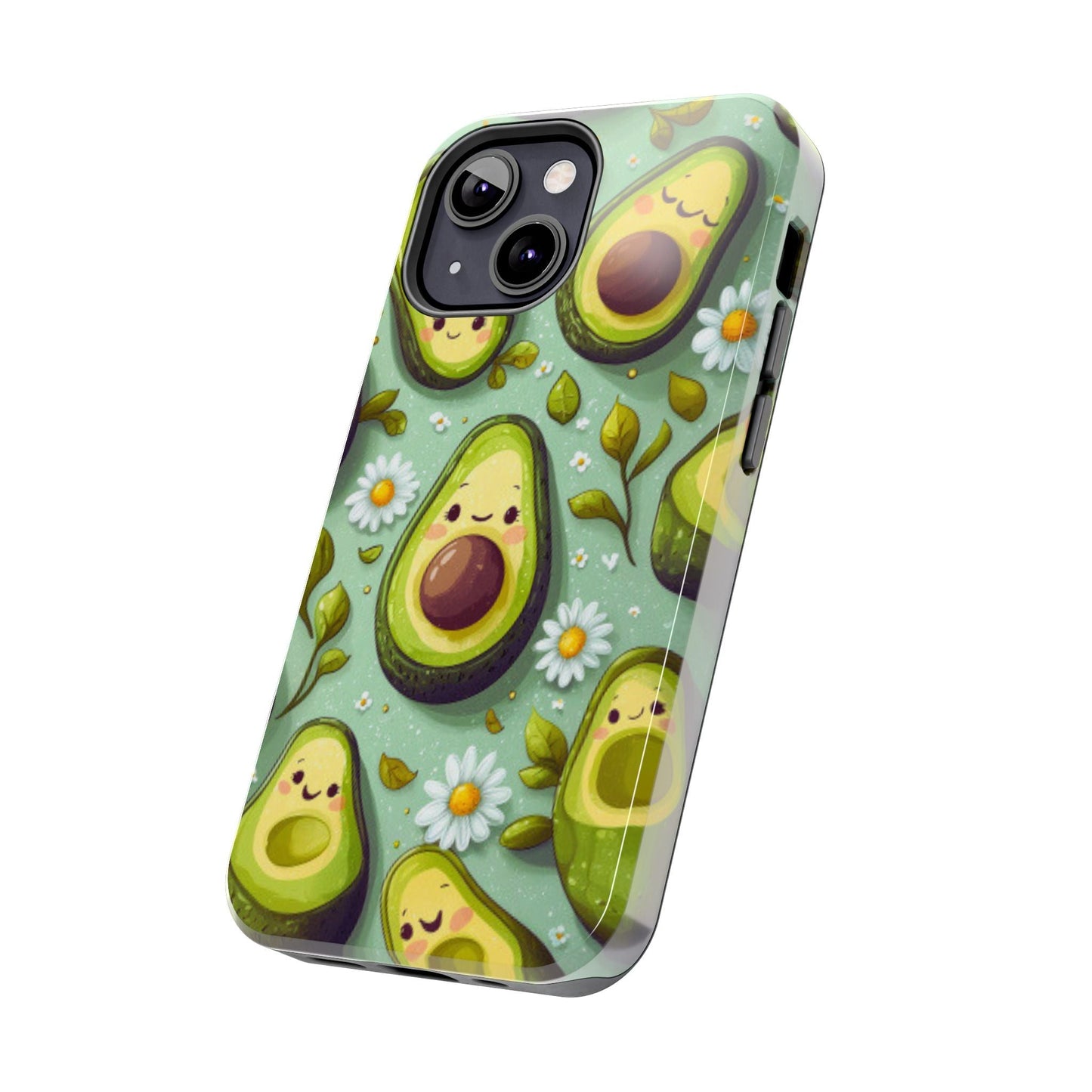 Cute Avocado iPhone Case – Adorable Kawaii Avocados with Daisies, Shock - Resistant - BOGO Cases