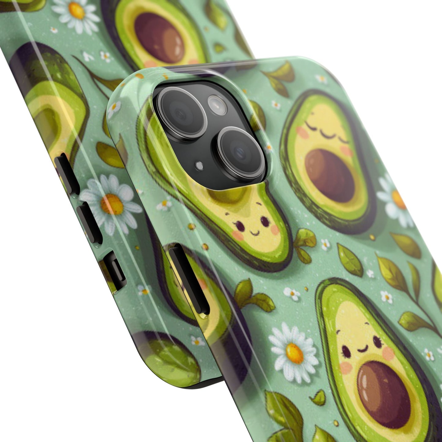 Cute Avocado iPhone Case – Adorable Kawaii Avocados with Daisies, Shock - Resistant - BOGO Cases