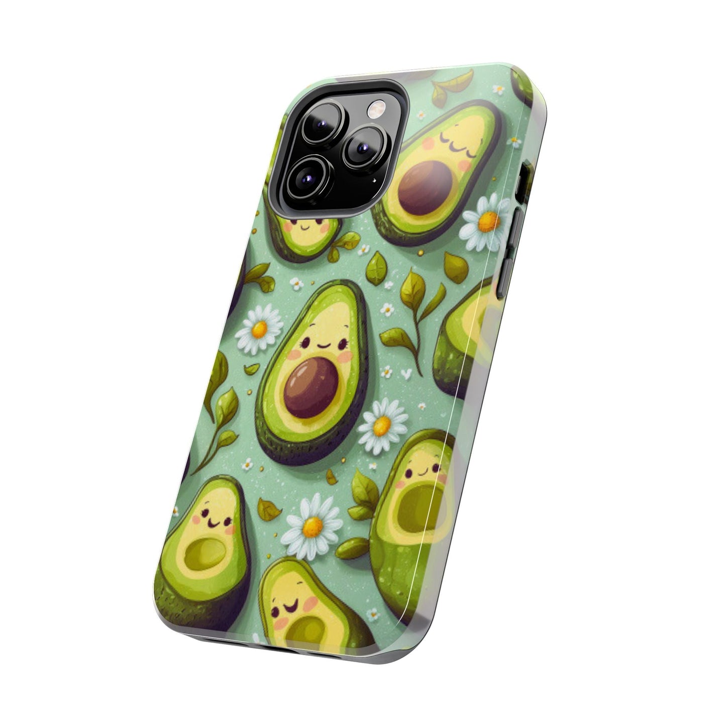 Cute Avocado iPhone Case – Adorable Kawaii Avocados with Daisies, Shock - Resistant - BOGO Cases