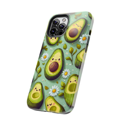 Cute Avocado iPhone Case – Adorable Kawaii Avocados with Daisies, Shock - Resistant - BOGO Cases