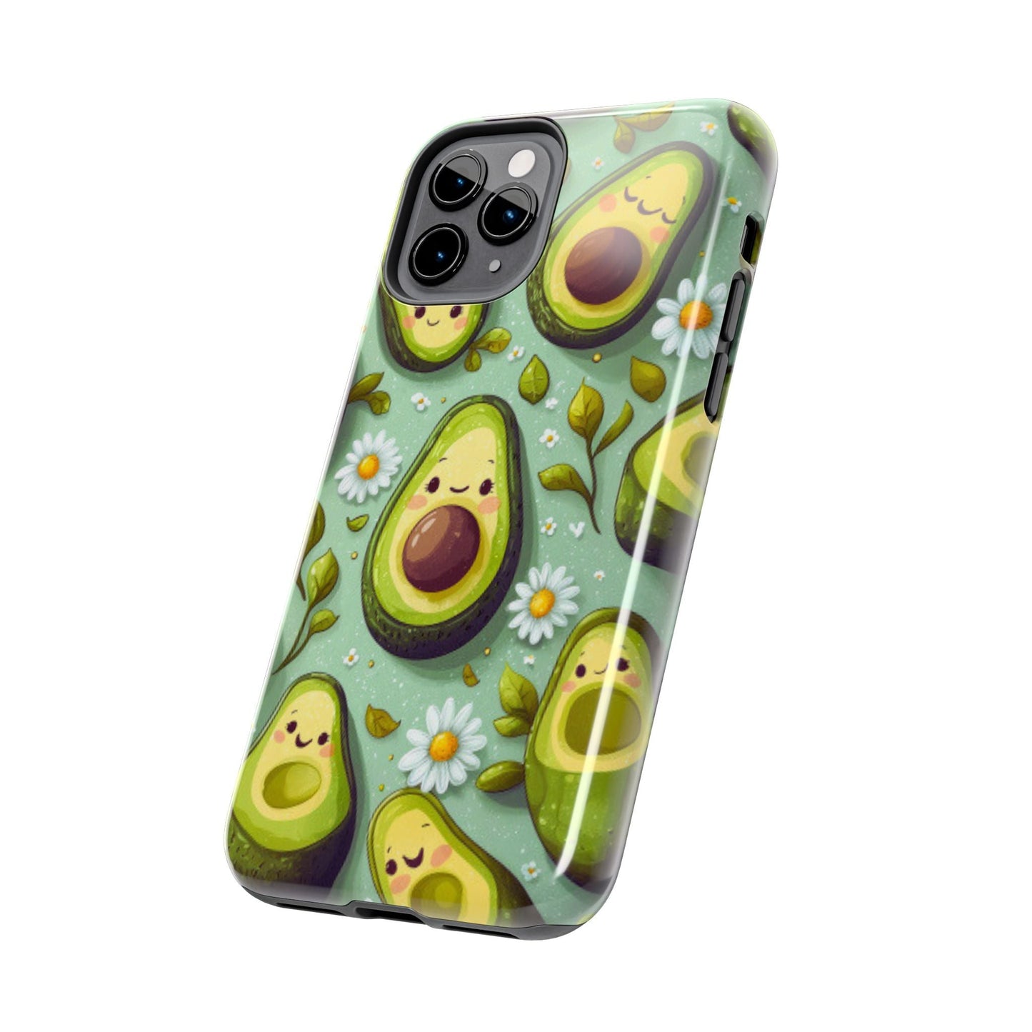 Cute Avocado iPhone Case – Adorable Kawaii Avocados with Daisies, Shock - Resistant - BOGO Cases