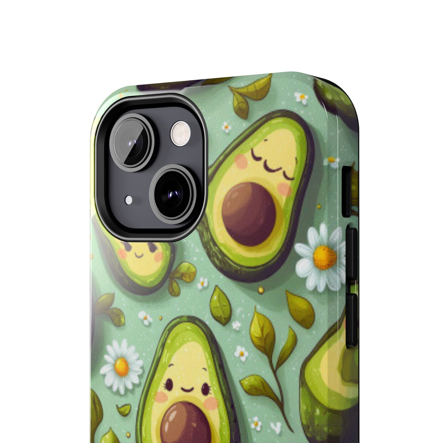 Cute Avocado iPhone Case – Adorable Kawaii Avocados with Daisies, Shock - Resistant - BOGO Cases