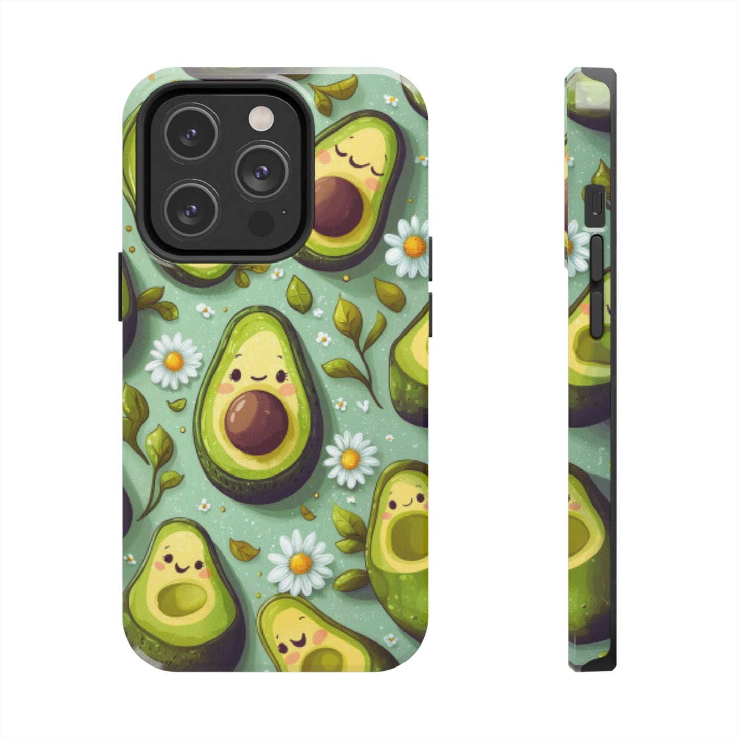 Cute Avocado iPhone Case – Adorable Kawaii Avocados with Daisies, Shock - Resistant - BOGO Cases