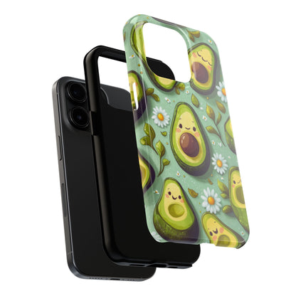 Cute Avocado iPhone Case – Adorable Kawaii Avocados with Daisies, Shock - Resistant - BOGO Cases