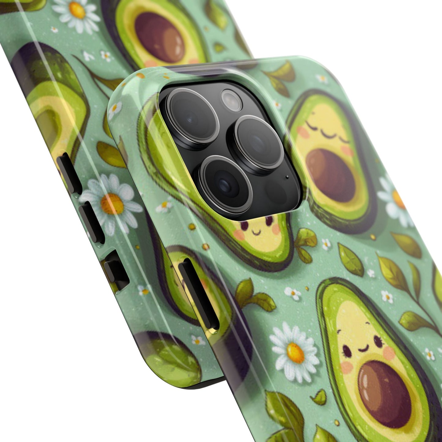 Cute Avocado iPhone Case – Adorable Kawaii Avocados with Daisies, Shock - Resistant - BOGO Cases