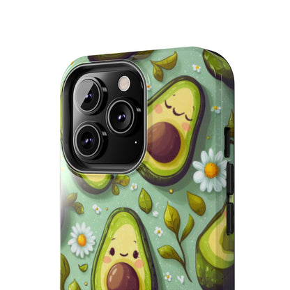 Cute Avocado iPhone Case – Adorable Kawaii Avocados with Daisies, Shock - Resistant - BOGO Cases