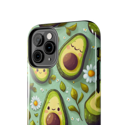 Cute Avocado iPhone Case – Adorable Kawaii Avocados with Daisies, Shock - Resistant - BOGO Cases