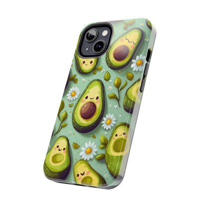 Cute Avocado iPhone Case – Adorable Kawaii Avocados with Daisies, Shock - Resistant - BOGO Cases