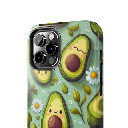 Cute Avocado iPhone Case – Adorable Kawaii Avocados with Daisies, Shock - Resistant - BOGO Cases