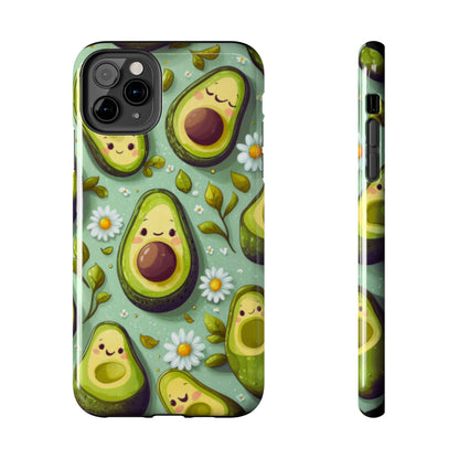 Cute Avocado iPhone Case – Adorable Kawaii Avocados with Daisies, Shock - Resistant - BOGO Cases