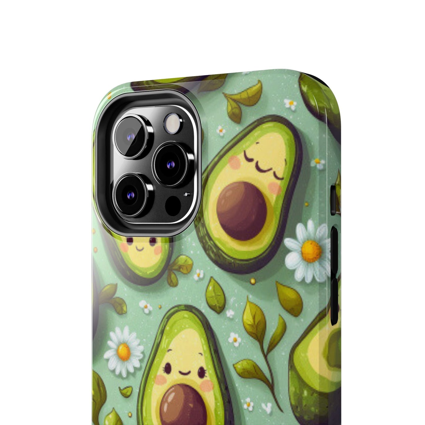 Cute Avocado iPhone Case – Adorable Kawaii Avocados with Daisies, Shock - Resistant - BOGO Cases