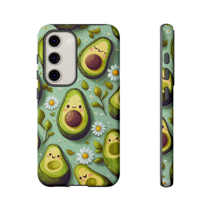 Cute Avocado Samsung Galaxy Case – Adorable Kawaii Avocados with Daisies, Shock - Resistant - BOGO Cases