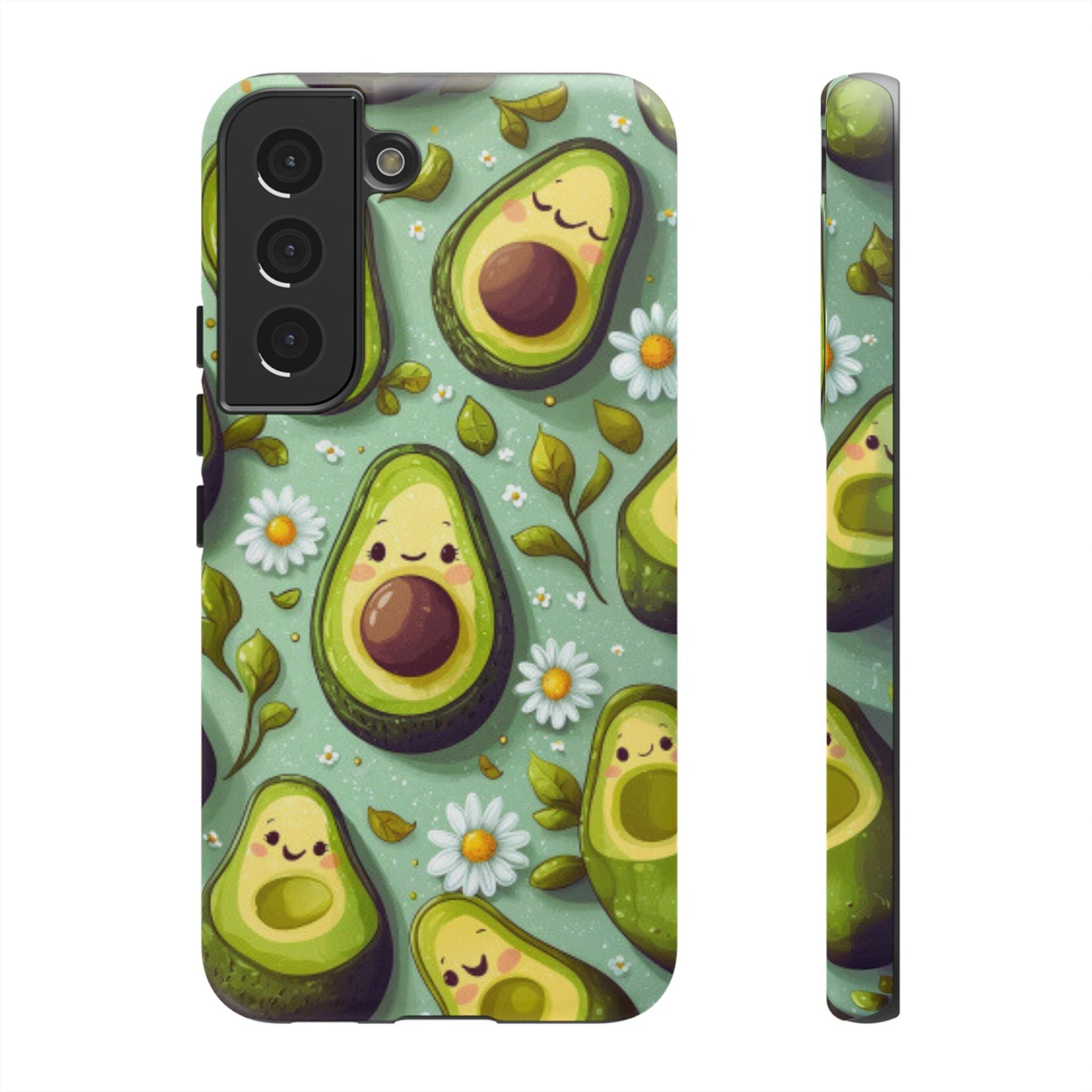 Cute Avocado Samsung Galaxy Case – Adorable Kawaii Avocados with Daisies, Shock - Resistant - BOGO Cases