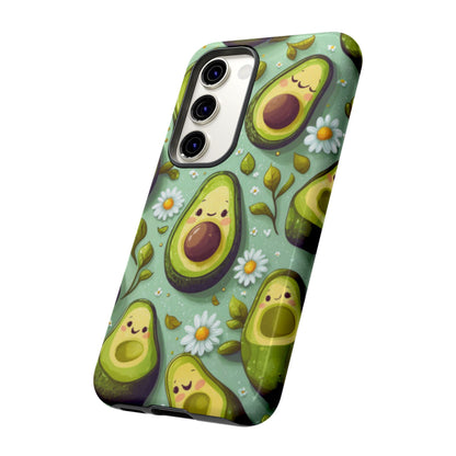 Cute Avocado Samsung Galaxy Case – Adorable Kawaii Avocados with Daisies, Shock - Resistant - BOGO Cases