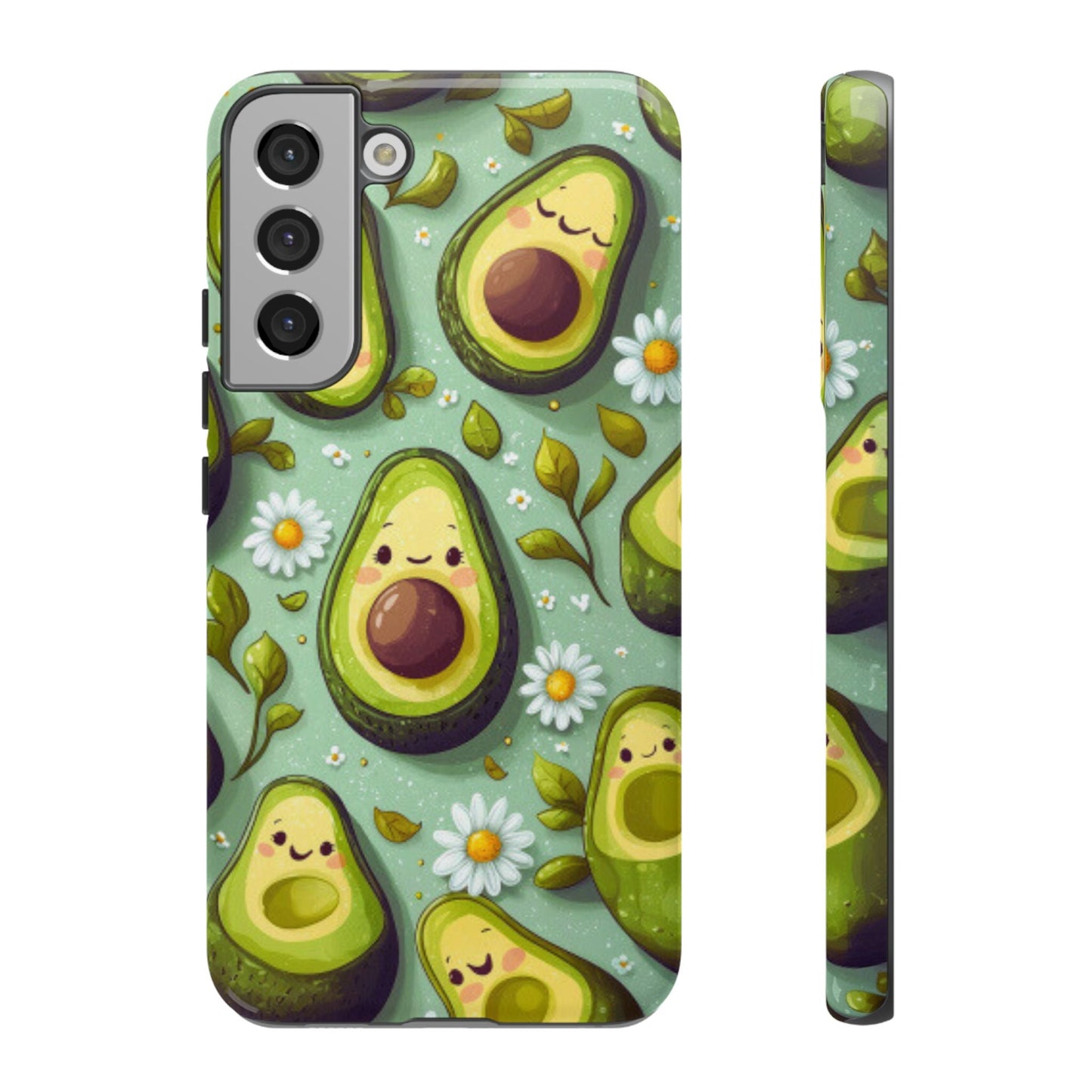 Cute Avocado Samsung Galaxy Case – Adorable Kawaii Avocados with Daisies, Shock - Resistant - BOGO Cases