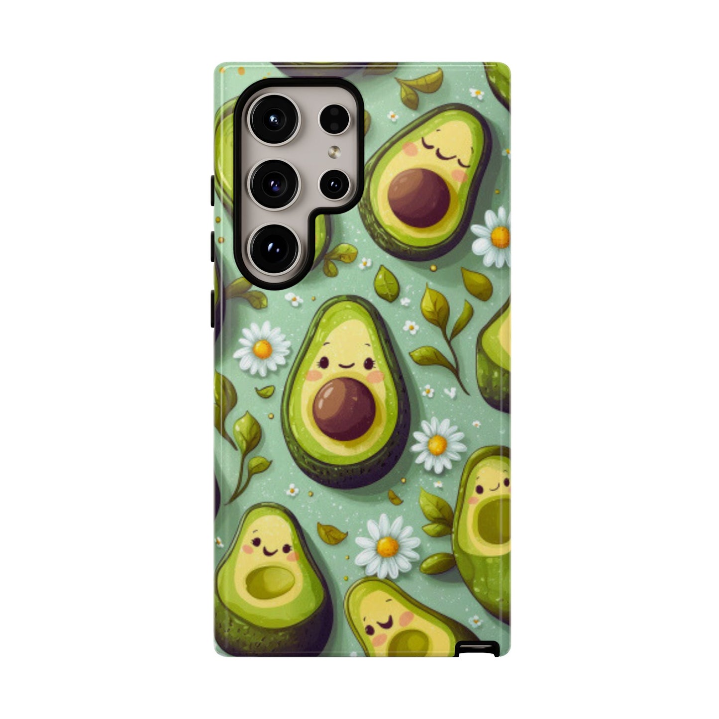 Cute Avocado Samsung Galaxy Case – Adorable Kawaii Avocados with Daisies, Shock - Resistant - BOGO Cases