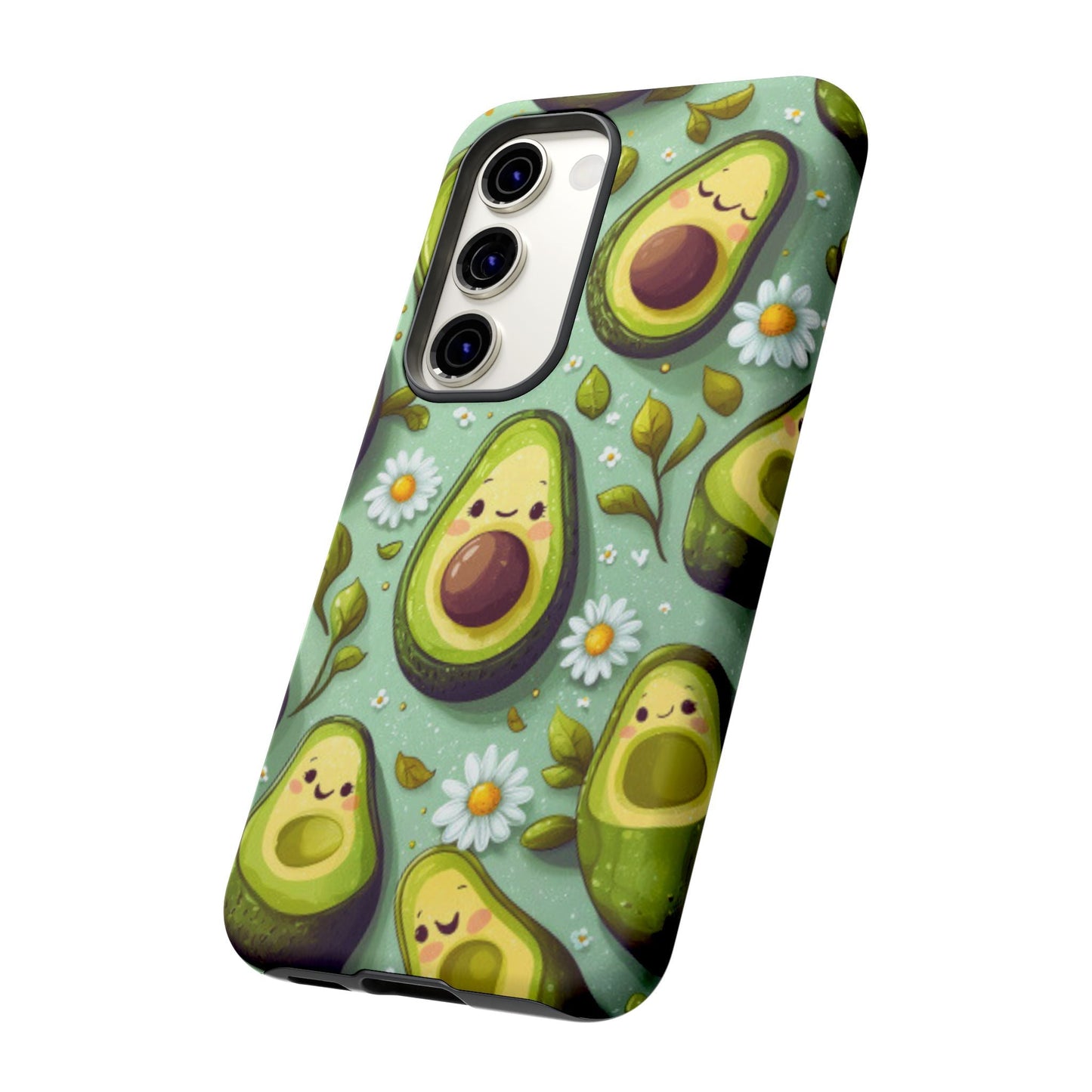 Cute Avocado Samsung Galaxy Case – Adorable Kawaii Avocados with Daisies, Shock - Resistant - BOGO Cases