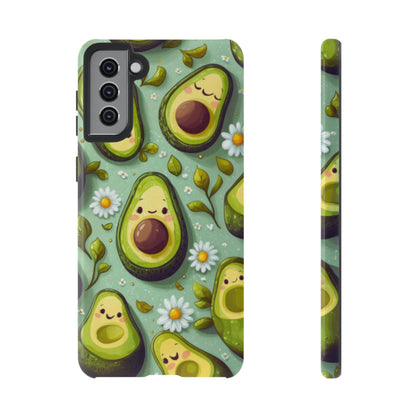 Cute Avocado Samsung Galaxy Case – Adorable Kawaii Avocados with Daisies, Shock - Resistant - BOGO Cases