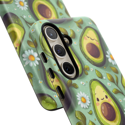 Cute Avocado Samsung Galaxy Case – Adorable Kawaii Avocados with Daisies, Shock - Resistant - BOGO Cases