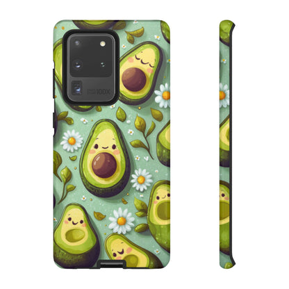 Cute Avocado Samsung Galaxy Case – Adorable Kawaii Avocados with Daisies, Shock - Resistant - BOGO Cases