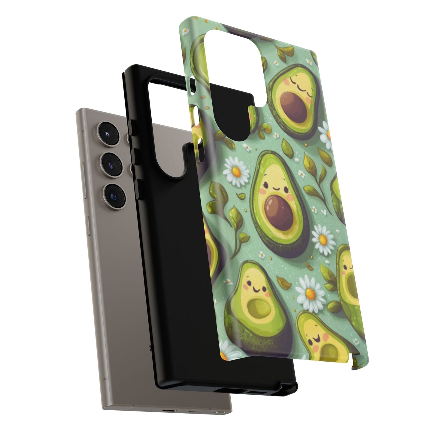 Cute Avocado Samsung Galaxy Case – Adorable Kawaii Avocados with Daisies, Shock - Resistant - BOGO Cases