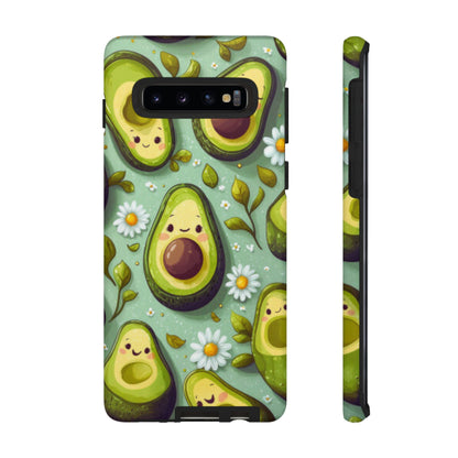 Cute Avocado Samsung Galaxy Case – Adorable Kawaii Avocados with Daisies, Shock - Resistant - BOGO Cases