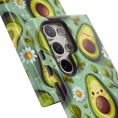 Cute Avocado Samsung Galaxy Case – Adorable Kawaii Avocados with Daisies, Shock - Resistant - BOGO Cases