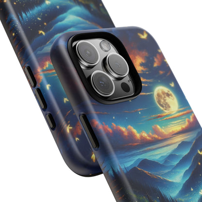 Cute Fireflies iPhone Case - Enchanting Firefly Waltz Under Full Moon - Tree Dance iPhone Case for Models 15, 14, 13, 12, 11, X, XR, XS, & 8 - BOGO Cases