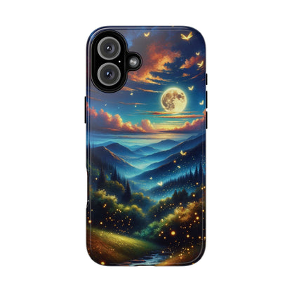 Cute Fireflies iPhone Case - Enchanting Firefly Waltz Under Full Moon - Tree Dance iPhone Case for Models 15, 14, 13, 12, 11, X, XR, XS, & 8 - BOGO Cases