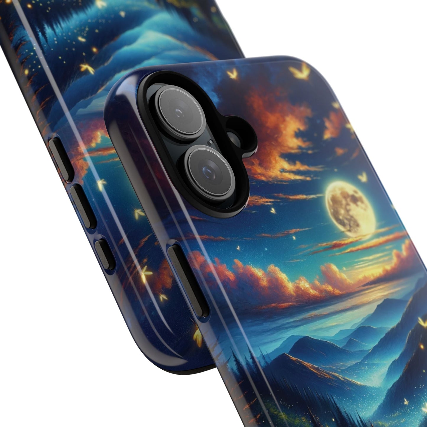 Cute Fireflies iPhone Case - Enchanting Firefly Waltz Under Full Moon - Tree Dance iPhone Case for Models 15, 14, 13, 12, 11, X, XR, XS, & 8 - BOGO Cases