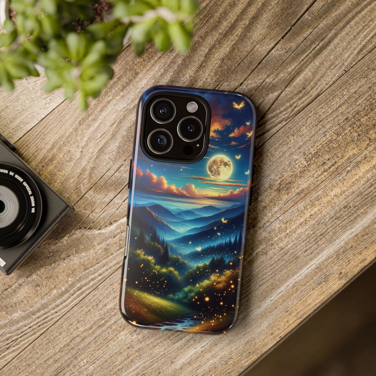 Cute Fireflies iPhone Case - Enchanting Firefly Waltz Under Full Moon - Tree Dance iPhone Case for Models 15, 14, 13, 12, 11, X, XR, XS, & 8 - BOGO Cases