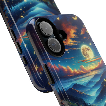 Cute Fireflies iPhone Case - Enchanting Firefly Waltz Under Full Moon - Tree Dance iPhone Case for Models 15, 14, 13, 12, 11, X, XR, XS, & 8 - BOGO Cases