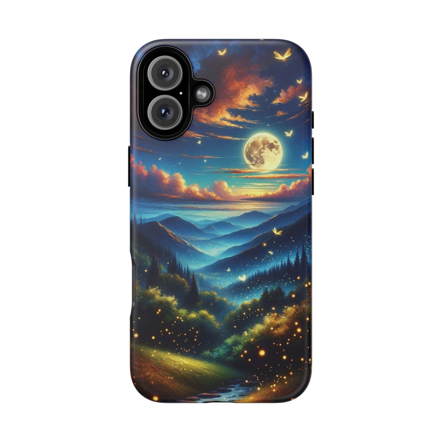 Cute Fireflies iPhone Case - Enchanting Firefly Waltz Under Full Moon - Tree Dance iPhone Case for Models 15, 14, 13, 12, 11, X, XR, XS, & 8 - BOGO Cases