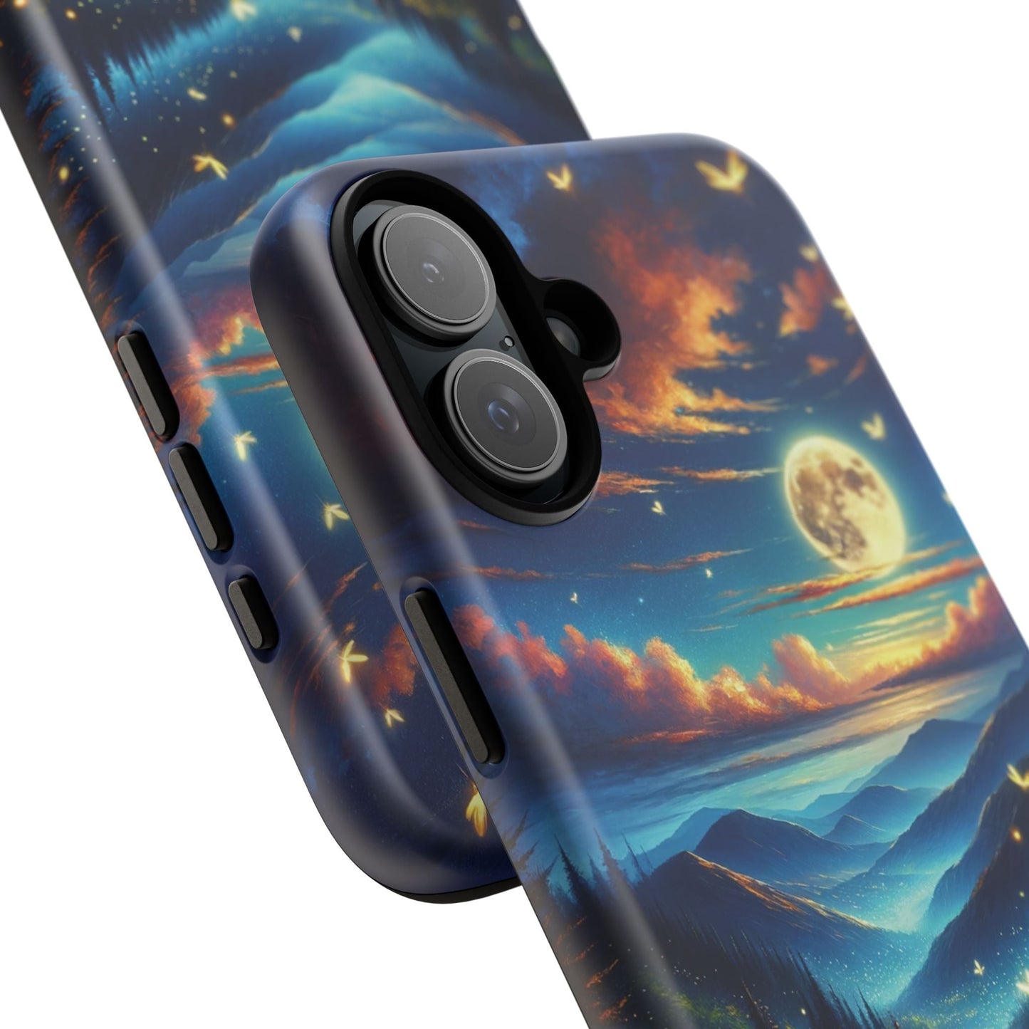 Cute Fireflies iPhone Case - Enchanting Firefly Waltz Under Full Moon - Tree Dance iPhone Case for Models 15, 14, 13, 12, 11, X, XR, XS, & 8 - BOGO Cases