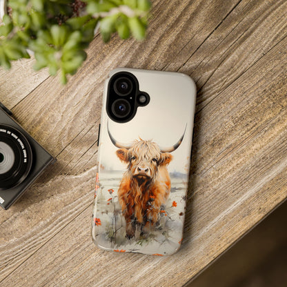 Cutest Highland Cow & Flowers Phone Case! - BOGO Cases