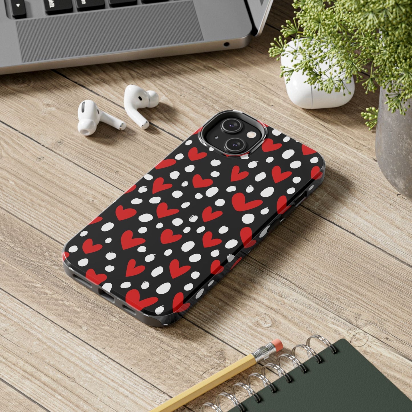 Doodle Hearts iPhone Case – Romantic and Playful Design - BOGO Cases