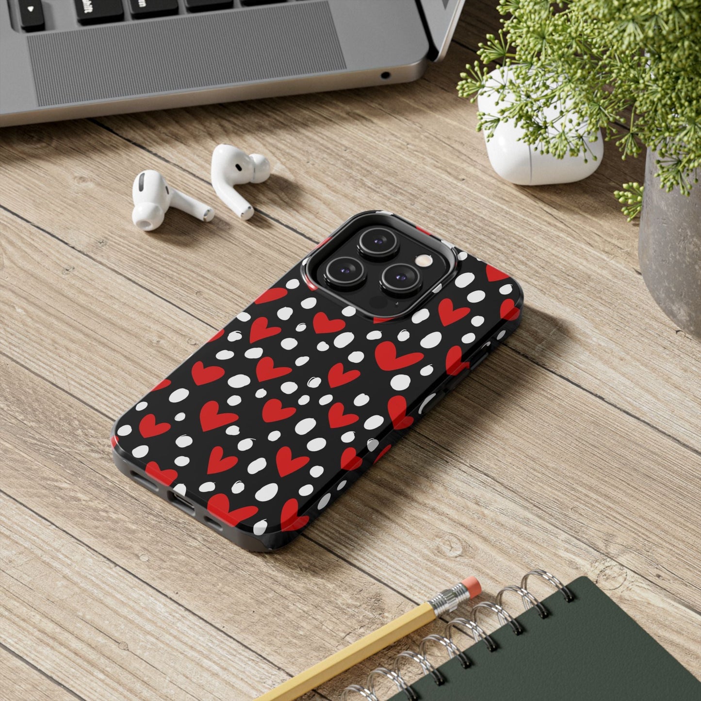 Doodle Hearts iPhone Case – Romantic and Playful Design - BOGO Cases