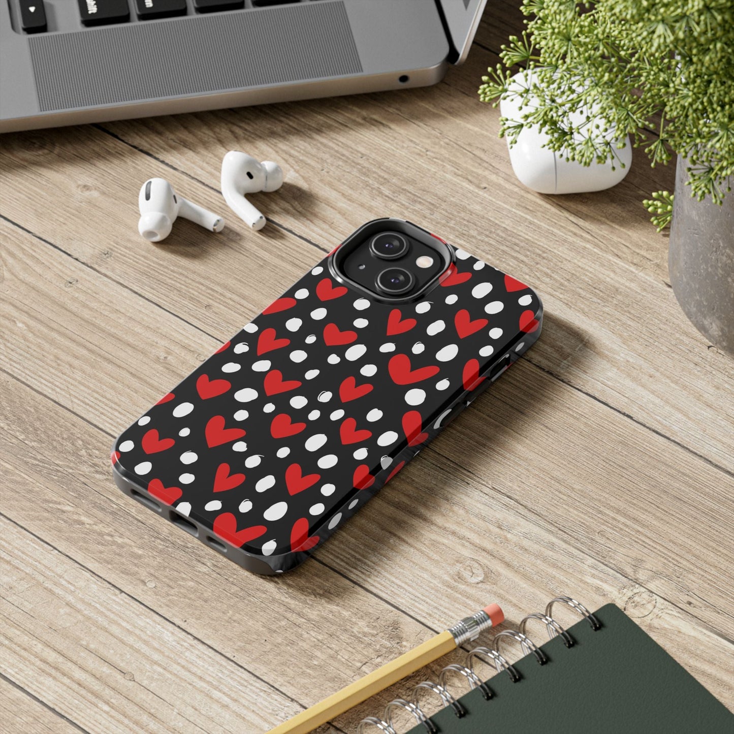 Doodle Hearts iPhone Case – Romantic and Playful Design - BOGO Cases
