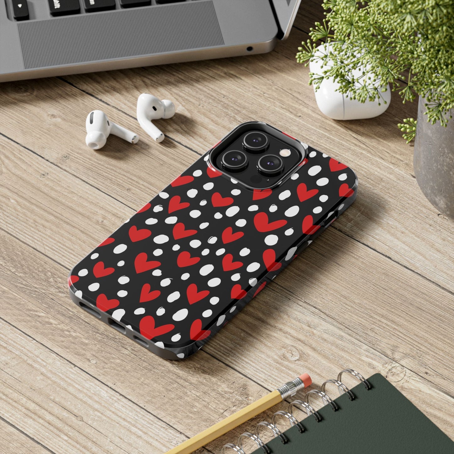Doodle Hearts iPhone Case – Romantic and Playful Design - BOGO Cases