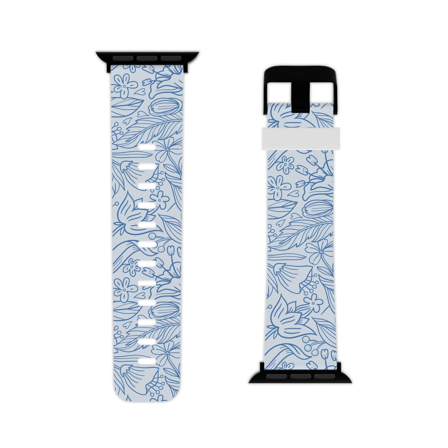  Dusty Blue Floral Line Art Apple Watch Band - BOGO Cases