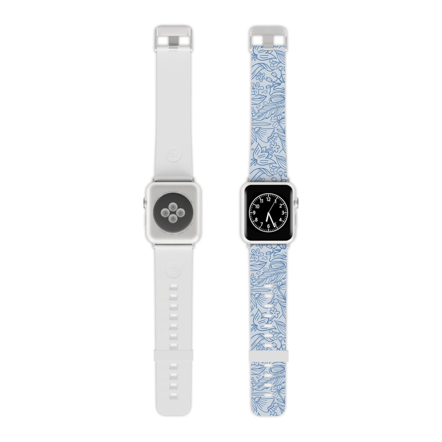  Dusty Blue Floral Line Art Apple Watch Band - BOGO Cases