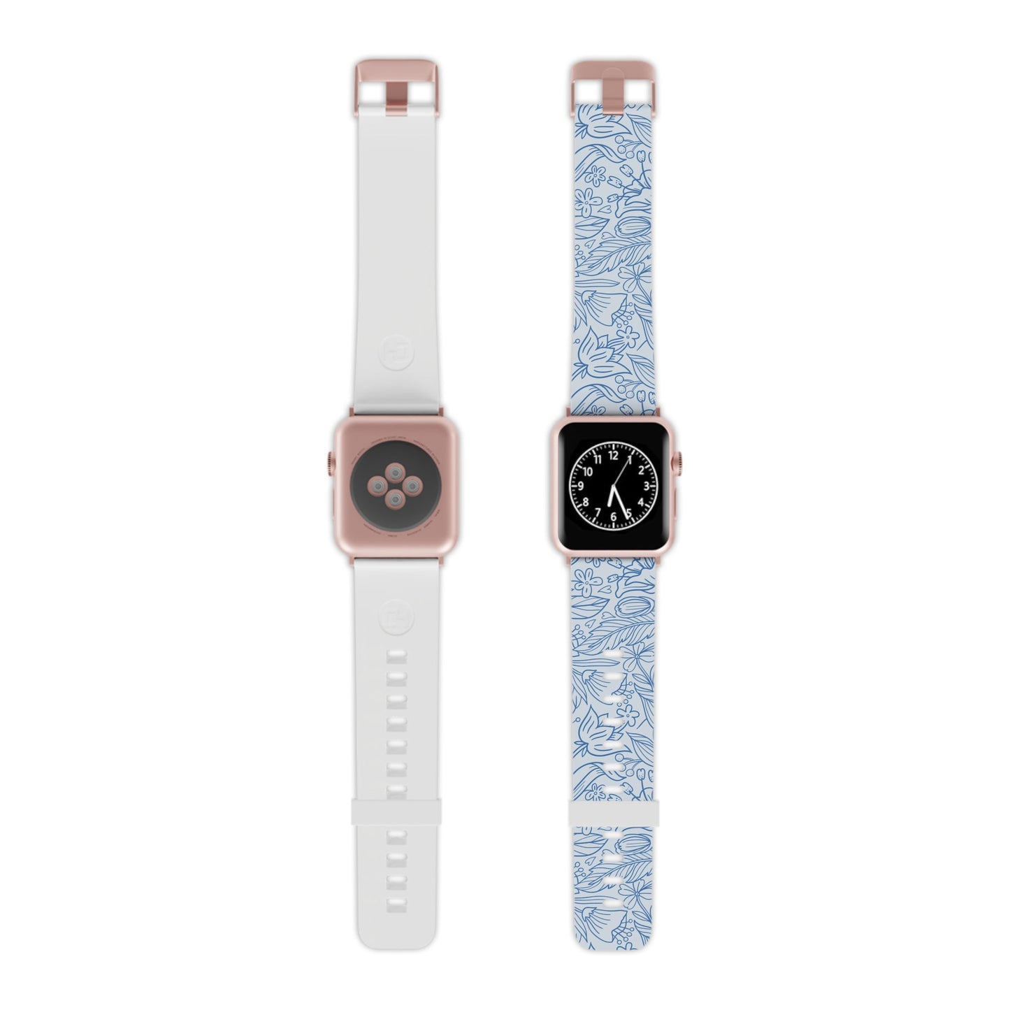  Dusty Blue Floral Line Art Apple Watch Band - BOGO Cases