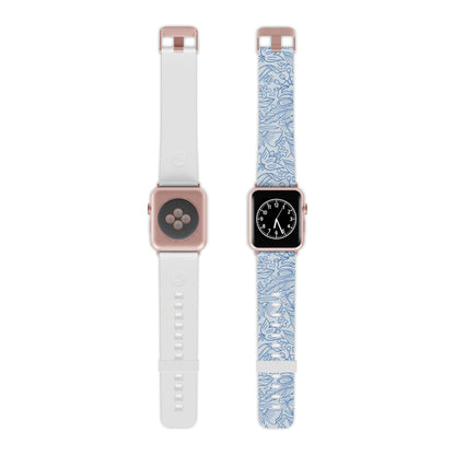  Dusty Blue Floral Line Art Apple Watch Band - BOGO Cases